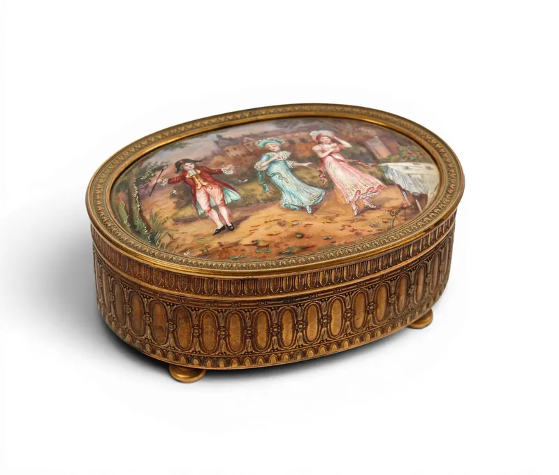 Limoges Enamel Bronze Mounted Lidded Dresser Box For Ovington, New York from auction in West Chester, Pennsylvania — image 46