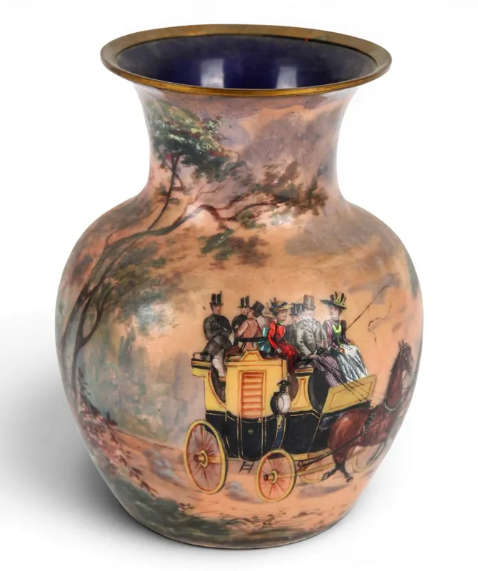 Limoges Enamel Carriage Scene Vase from auction in West Chester, Pennsylvania — image 47