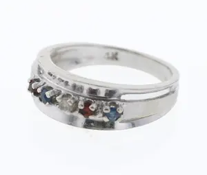 14K White Gold Ladies Gemstone Ring