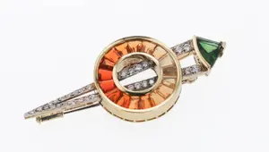 18K Ruud Kahle Mexican Fire Opal Pendant Brooch
