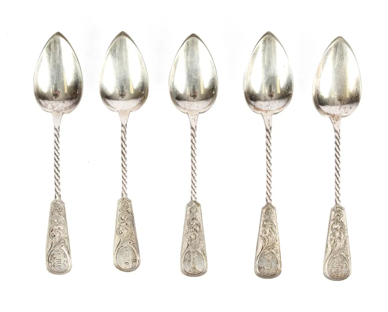 Hebbard and Moore for Tiffany & Co., Five Silver Demitasse or Coffee Spoons, from auction in West Chester, Pennsylvania — image 37