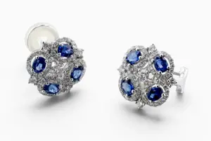 18K Sapphire and Diamond Earrings