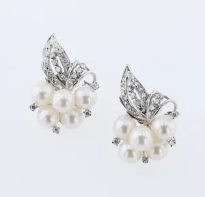 14K Diamond and Pearl Earrings