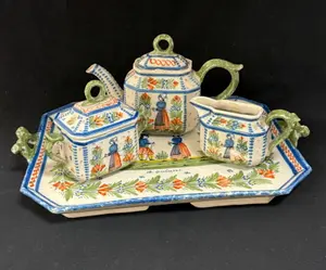 4 Pc HR Quimper Tea Set