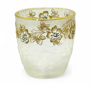 Daum Nancy Gold Gilded Frosted Glass Cup