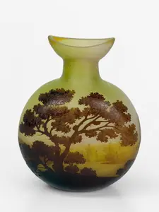 Emile Galle 'Landscape' Cameo Gourd Vase