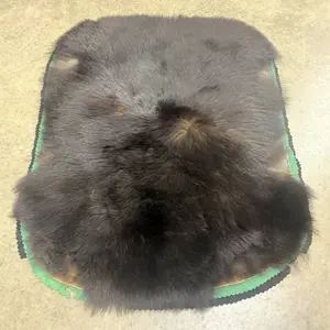Vintage Black Bear Pelt Rug with Double Scalloped Felt Backing