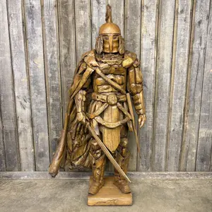 Large Scale Assembled Wood Spartan Warrior Sculpture