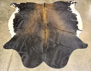 Large Natural Tri-Color Brindle Cowhide Rug