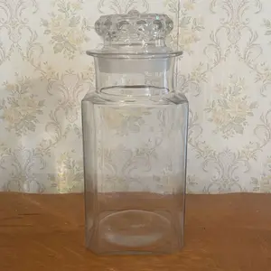 Antique Kis-Me Gum Co Louisville KY Glass Candy Store Display Jar with Hobnail Stopper