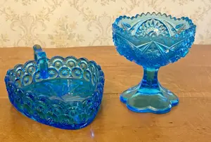 Two Pieces of American Pressed Glass in Moon and Star and Daisy and Button Patterns