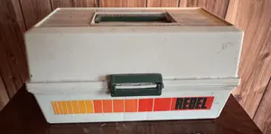 Vintage Rebel Three Tray Cantilever Plastic Tackle Box with Contents