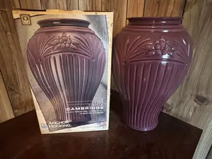 Anchor Hocking Cambridge Plum Glass Floor Vase in Original Box