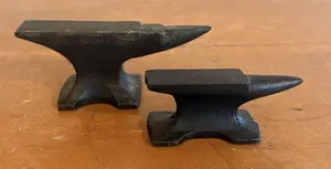 A Pair of Vintage Cast Iron Miniature Bench Anvils