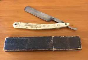 Vintage H. Boker and Co. German Straight Razor with Molded Celluloid Scales and Case