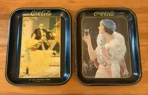 Two Coca-Cola Lithographed Tin Advertising Serving Trays