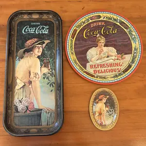 Three Coca-Cola Advertising Trays Including Shelbyville 75th Anniversary Commemorative