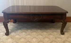 Carved Mahogany Coffee Table in the Queen Anne Revival Style