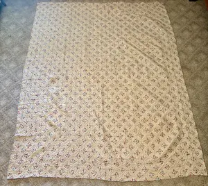 Large Hand Stitched Cathedral Window Quilt with Floral Calico Inserts