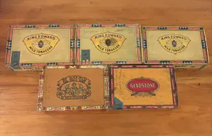 An Assortment of Vintage King Edward, El Roi-Tan, and Gladstone Cigar Boxes