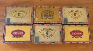 A Collection of Six Vintage King Edward Gladstone and El Roi-Tan Cardboard Cigar Boxes