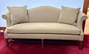 Chippendale Style Mahogany Camelback Sofa with Fretwork Legs