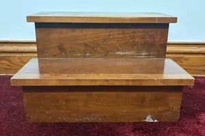 Mid to Late 20th Century Two Tier Solid Wood Bed Step with Storage Compartment