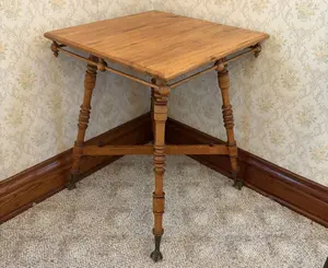 American Victorian Eastlake Style Stained Wood Side Table with Ball and Claw Feet