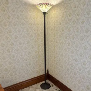 Tiffany Style Stained Slag Glass Torchiere Floor Lamp