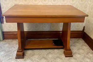 American Arts and Crafts Trestle Base Library Table