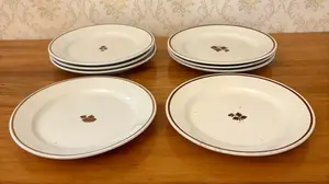 Set of Eight Wedgwood and Co England Tea Leaf Ironstone Plates