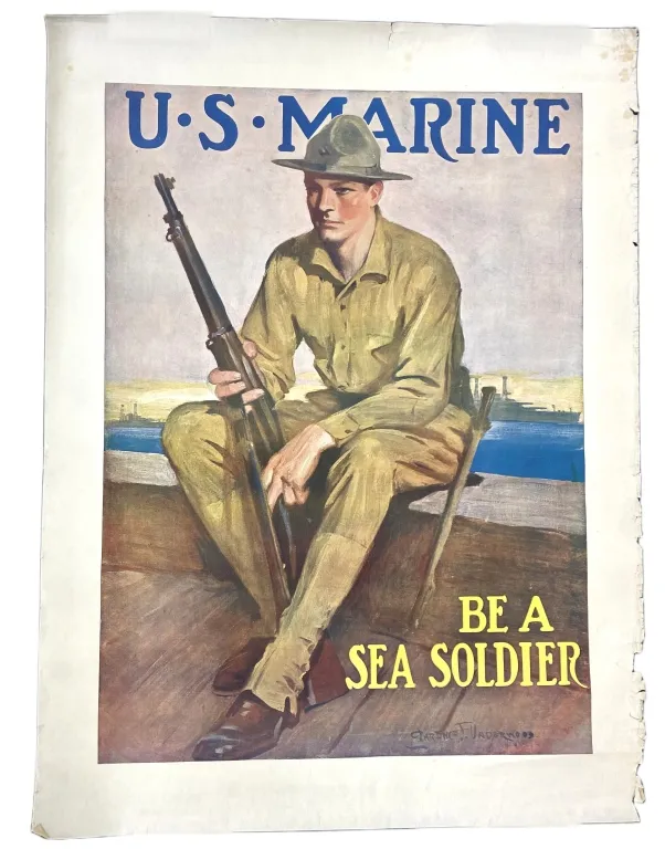WWI - Be a Sea Soldier - Marine Recruitment Poster from auction in Spring Valley, New York — image 37