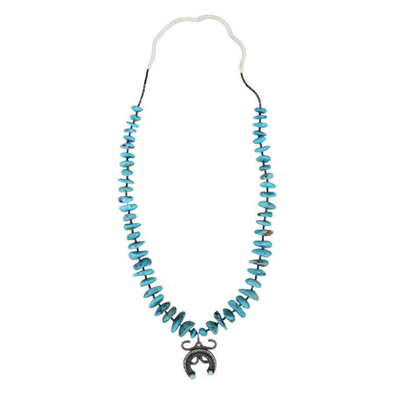 Native American Silver & Turquoise Naja Necklace from auction in Spring Valley, New York — image 5