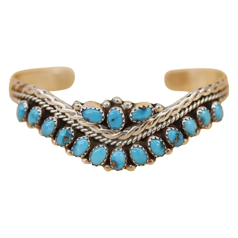 Nancy Haloo Zuni Sterling Turquoise Cuff from auction in Spring Valley, New York — image 9