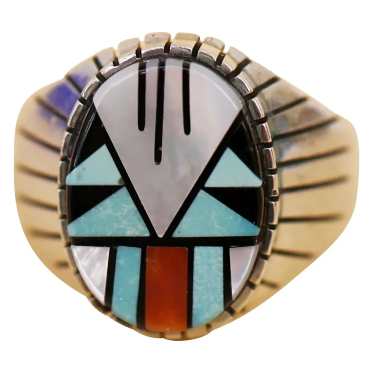 Ray Jack Navajo Sterling Multistone Inlay Ring from auction in Spring Valley, New York — image 10