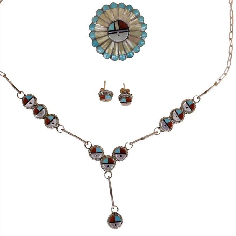 Sterling Zuni Sunface Inlaid Jewelry Lot from auction in Spring Valley, New York — image 16