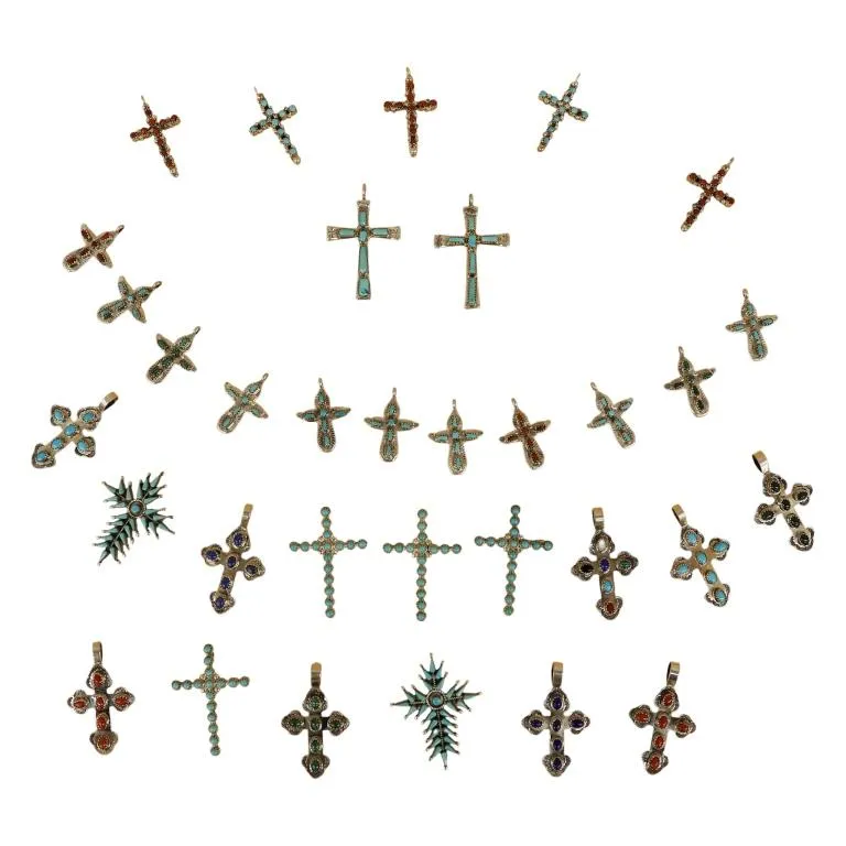 Sterling Zuni Inlaid Stone Cross Pendants Lot from auction in Spring Valley, New York — image 21