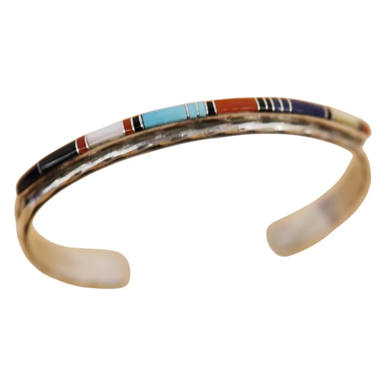L. Bowannie Shewe Zuni Sterling Inlay Bracelet from auction in Spring Valley, New York — image 25