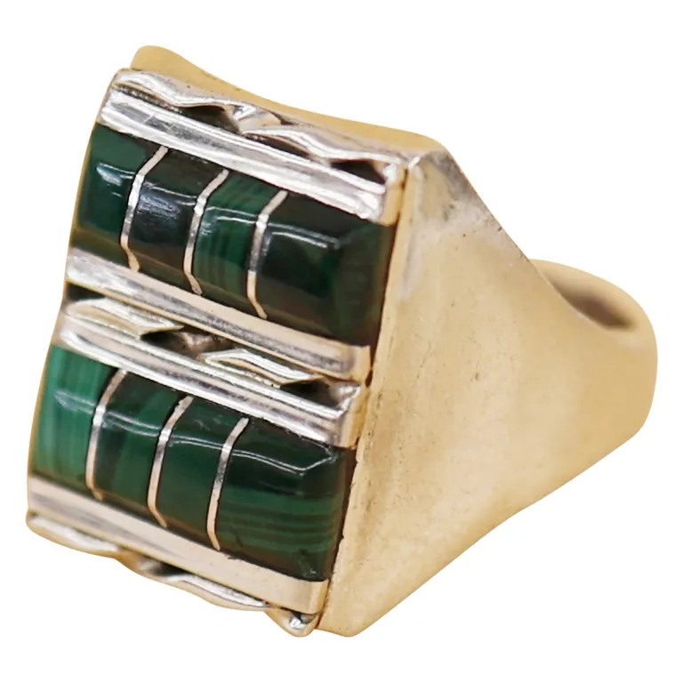 Gilbert & Mildred Calavaza Sterling Malachite Ring from auction in Spring Valley, New York — image 31