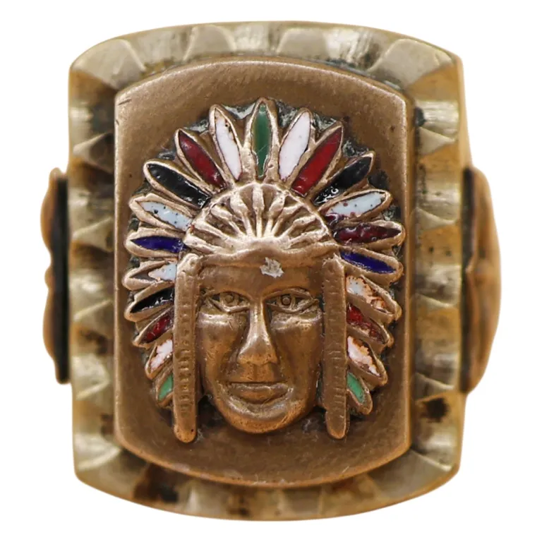 Mid Century Mexican Biker Indian Chief Ring 11 3/4 from auction in Spring Valley, New York — image 32