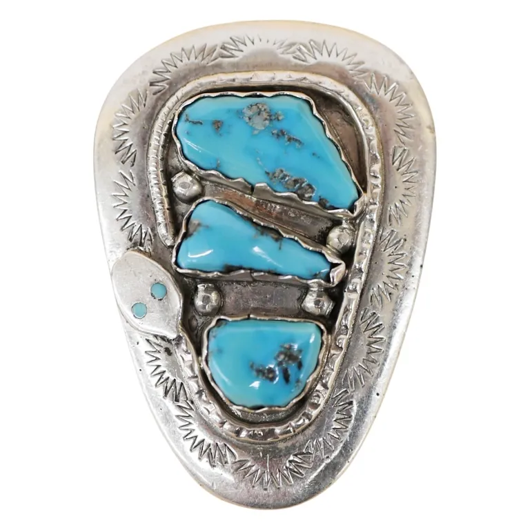 Effie Calavaza Zuni Sterling Turquoise Snake Bolo from auction in Spring Valley, New York — image 29