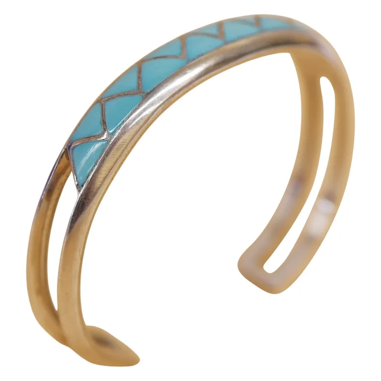 Signed MKL Zuni Sterling Inlaid Turquoise Cuff from auction in Spring Valley, New York — image 36