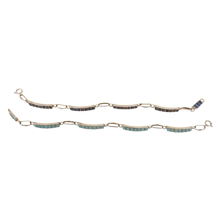 Sterling Lapis Turquoise Inlaid Stone Bracelets from auction in Spring Valley, New York — image 38
