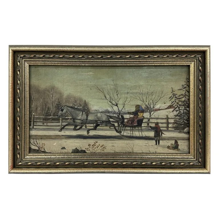 19th C Winter Scene Oil Painting from auction in Spring Valley, New York — image 23