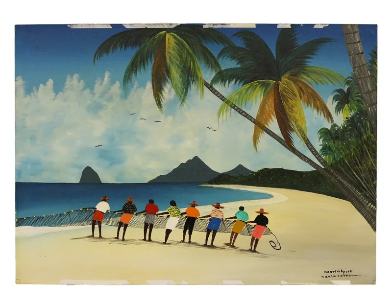 Caribbean Folk Art Oil Painting, Martinique from auction in Spring Valley, New York — image 34