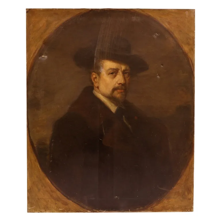19th Century "Man in the Hat" Portrait Painting from auction in Spring Valley, New York — image 4