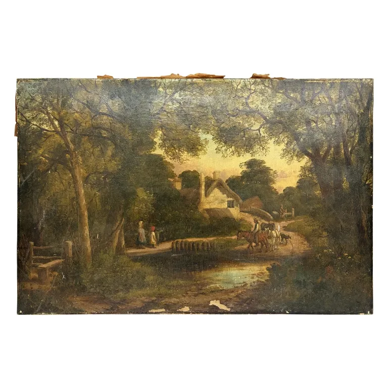Antique British School Landscape Oil Painting from auction in Spring Valley, New York — image 8