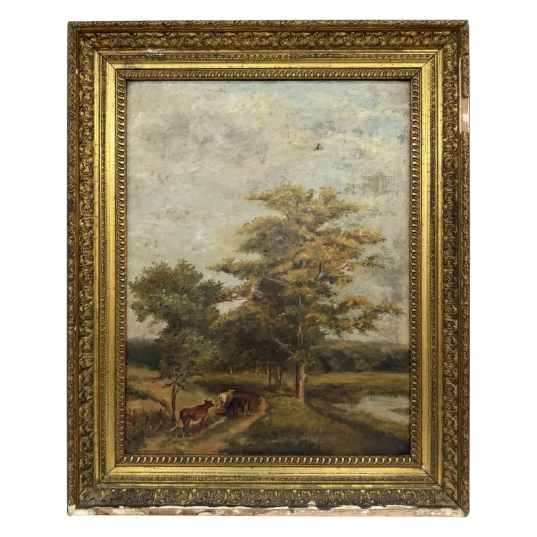 19th C Pastoral Landscape Oil Painting from auction in Spring Valley, New York — image 9