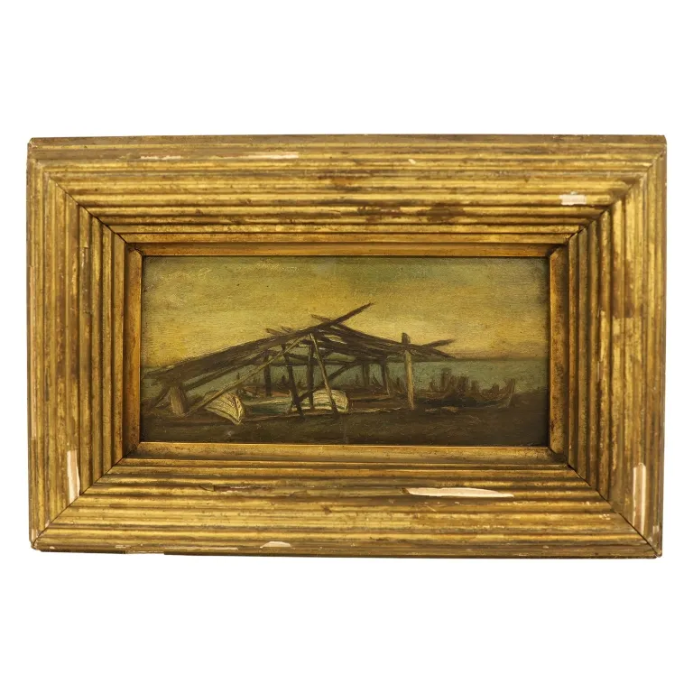 Antique Coastal Landscape Oil Painting from auction in Spring Valley, New York — image 12