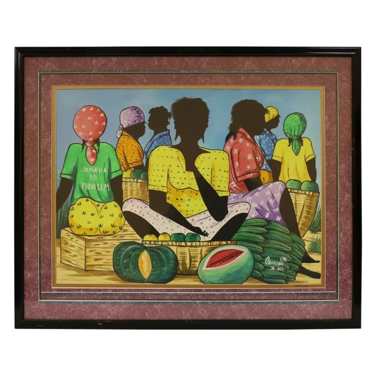 Jamaican Market Scene - Folk Art Painting from auction in Spring Valley, New York — image 18
